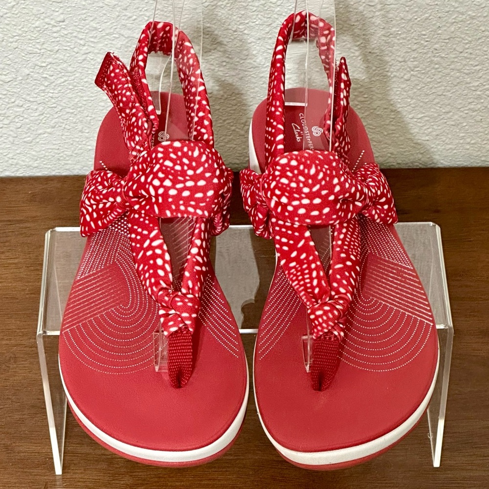 CLARKS CLOUDSTEPPERS Women's Arla Nicole Cushioned Sandal, Red, Sz 8.5 W